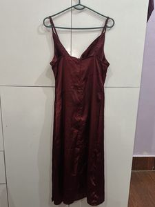 maroon Satin Slip Dress