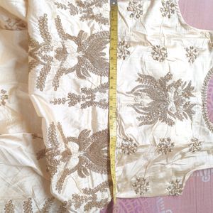 Embroidered Sleeveless Silk Gown