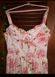 Vintage Rose Print Midi Dress