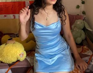 satin sky blue dress