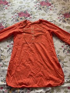 Orange Kurta with Sequins