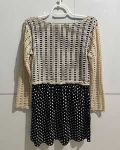 crochet top &amp; green kurta combo
