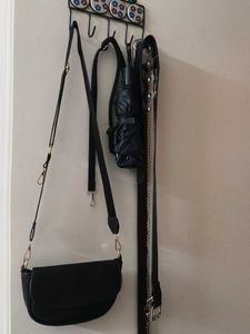 Adjustable Chic Black Shoulder Bag