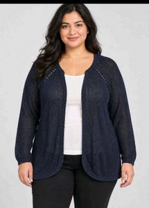 Navy Blue Open Front Cardigan