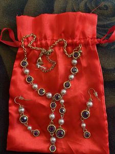 Purple Gemstone and Pearl Necklace