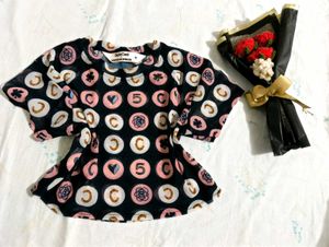 Black Printed Top with Funky Design