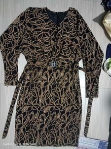 Elegant Printed Midi Dress with Belt