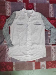 Chic White &amp; Grey Long Sleeve Top