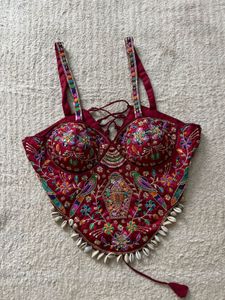 Navratri Embroidered Maroon Ethnic Blouse