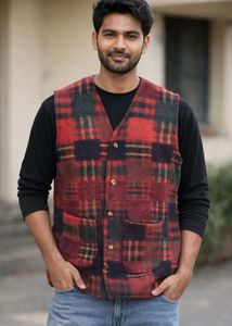 Vintage Plaid Wool Vest