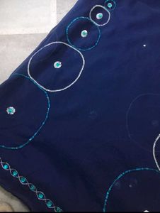 Navy Blue Embellished Saree