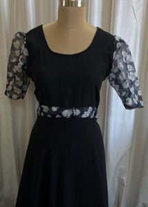 Floral Sleeve Black Dress