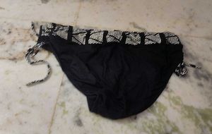 Stylish Black Bikini Bottom with Tassel Ties