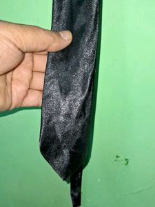 Sleek Black Satin Tie