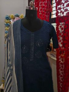 Elegant Blue Embroidered Kurta Set
