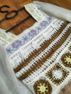 Boho😍 Crochet Crop Top with Sheer Sleeves