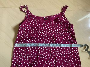 Maroon Polka Dot Midi Dress