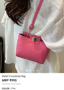 Savana Chic Pink Metal Crossbody Bag