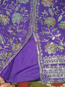 Purple &amp; Gold Embellished Indian Outfit