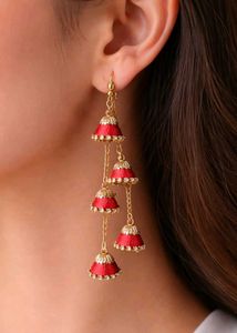 Red Silk Tassel Earrings