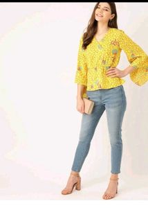 Vibrant Yellow Floral Print top