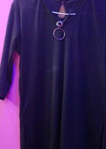 Black Tunic Top with Ring Detail