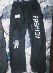 Stylish Black Joggers with Astronaut Patch