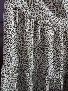 Leopard Print Tiered Midi Skirt