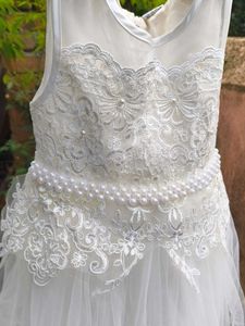 White Pearl &amp; Lace Princess Party Dress