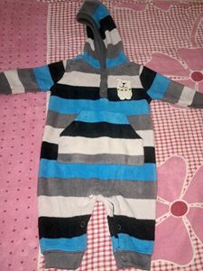 Striped Hooded Baby Onesie
