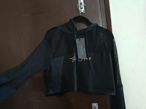 Cropped Mesh Hoodie