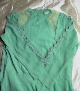 Elegant pista Green Embroidered Anarkali Suit