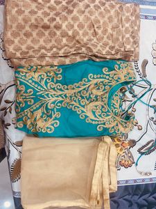 Teal & Gold Embroidered Salwar Kameez Set