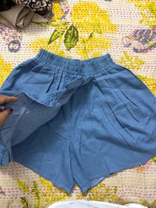 Blue Ruffled Skort with Elastic Waist