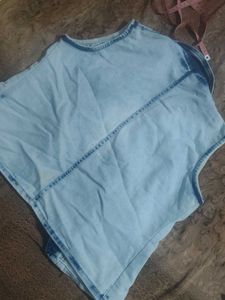 Washed Denim Sleeveless Blazer