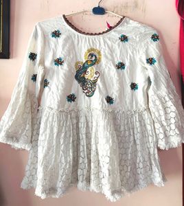 Embroidered Peacock Kurta