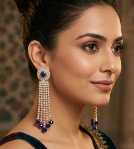 Elegant Crystal & Sapphire Dangle Earrings