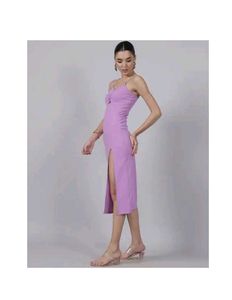 Lilac Midi Dress with Slit