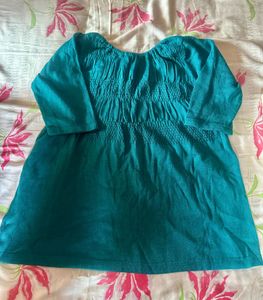 Teal Smocked Tunic Top