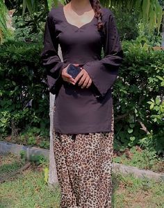 Stylish Black Kurta with animal print farshi salva