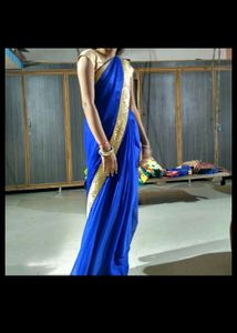 Royal Blue & Gold Saree