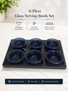 6-Piece Glass Serving Bowls Set with Tray
