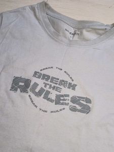 Grey "Break The Rules" pattern Graphic Tee