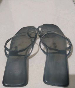 Sleek Black Thong Sandals