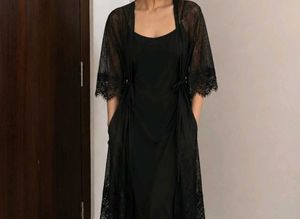 sheer Lace rope &amp; Slip Nightgown set