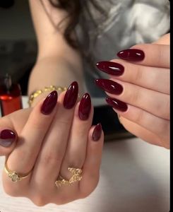 Handmade Burgundy Almond Shape Nails