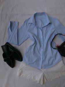 Light Blue Button-Up fitted Shirt Outfit