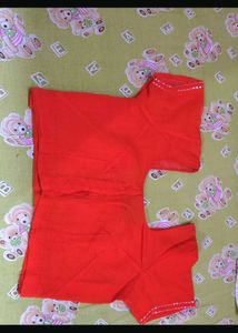 Vibrant Orange Embroidered Saree with blouse seque