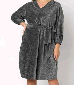 Sparkling Silver V-Neck Dress