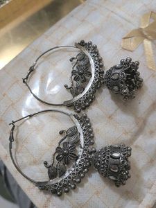 Oxidized Silver Jhumka Hoop Earrings combo